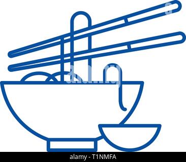 L'icône de la ligne de nouilles de concept. Télévision nouilles, signe, symbole vecteur illustration contour. Illustration de Vecteur