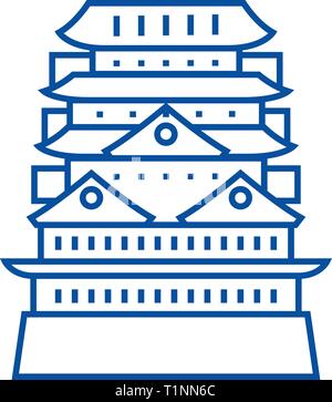 Pagoda temple asiatique,icône ligne concept. Pagoda temple asiatique,télévision, signe, symbole vecteur illustration contour. Illustration de Vecteur