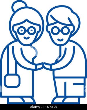 L'icône de la ligne retraités concept. Télévision Les pensionnés, signe, symbole vecteur illustration contour. Illustration de Vecteur