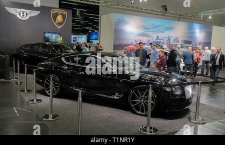 Salzbourg, Autriche - 23 mars 2019 : Bentley Continental GT au salon de l'auto Banque D'Images