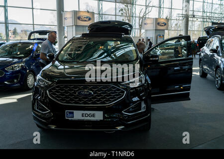 Salzbourg, Autriche - 23 mars 2019 - Le nouveau Ford Edge à l'expo de voiture Banque D'Images