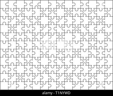 Vector illustration of white puzzle, pièces séparées Banque D'Images