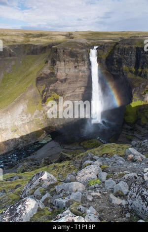 Haifoss Cascade dans le centre de l'Islande Banque D'Images