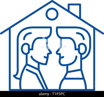 Maison pour l'icône de la ligne deux concept. Chambre pour deux, signe, symbole vecteur illustration contour. Illustration de Vecteur