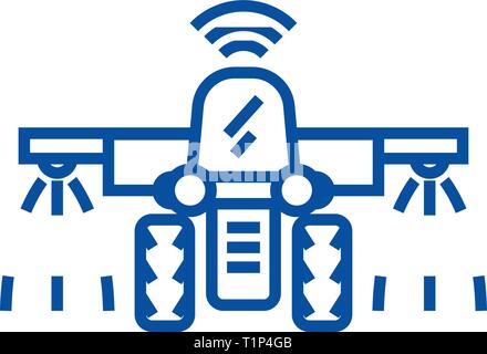 L'icône de la ligne du tracteur d'irrigation concept. Tracteur d'irrigation télévision vector symbole, signe, contours illustration. Illustration de Vecteur