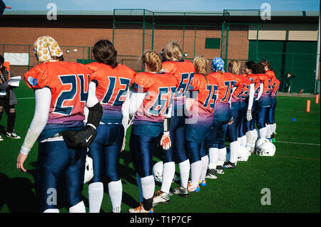 Braves Derby féminin, l'équipe de football américain Banque D'Images