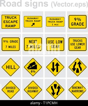 Panneau de circulation road concept design set. Illustration 4x4 par ensemble. Illustration de Vecteur