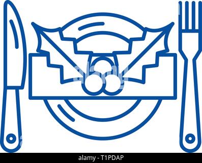 L'icône de la ligne du menu de Noël concept. Menu de Noël télévision vector symbole, signe, contours illustration. Illustration de Vecteur