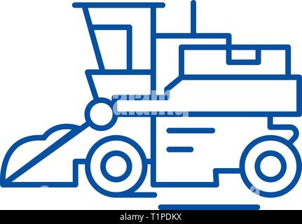 L'icône de la ligne des moissonneuses-concept. Moissonneuse-batteuse, télévision, signe, symbole vecteur illustration contour. Illustration de Vecteur