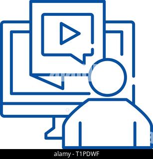 L'icône de la ligne de production de contenu concept. La production de contenu, symbole vecteur télévision signe, contours illustration. Illustration de Vecteur