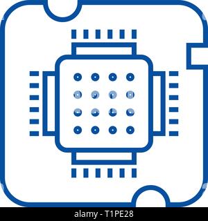 Socket processeur puce,icône ligne concept. Socket processeur puce,télévision, signe, symbole vecteur illustration contour. Illustration de Vecteur