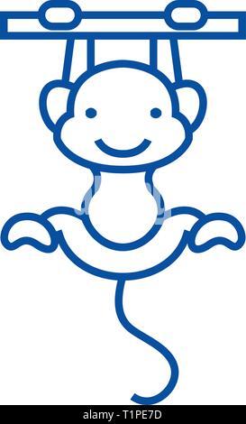 L'icône de la ligne de singe mignon concept. Singe mignon vecteur télévision symbole, signe, contours illustration. Illustration de Vecteur