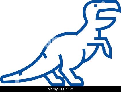 Raptor,dinosaure tyrannosaurus,icône ligne concept. Raptor,dinosaure tyrannosaurus,télévision, signe, symbole vecteur illustration contour. Illustration de Vecteur