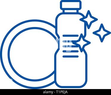 Pour laver la vaisselle,icône ligne concept. Pour laver la vaisselle,télévision, signe, symbole vecteur illustration contour. Illustration de Vecteur