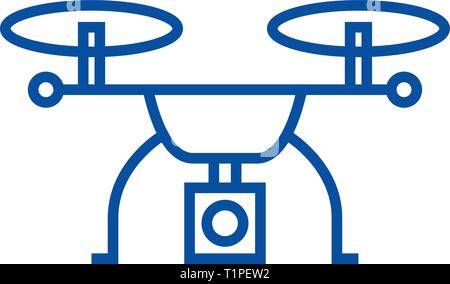 L'icône de la ligne logistique Drone concept. Télévision logistique Drone, signe, symbole vecteur illustration contour. Illustration de Vecteur