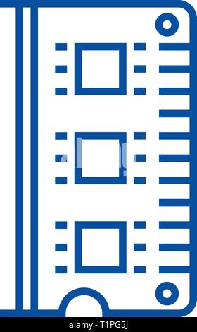 L'icône de la ligne de la mémoire RAM,concept. Mémoire RAM,télévision, signe, symbole vecteur illustration contour. Illustration de Vecteur