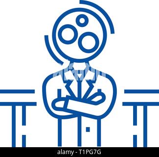 Agent de recrutement,analyse l'icône de la ligne du gestionnaire de concept. Agent de recrutement,analyse manager', signe, symbole vecteur illustration contour. Illustration de Vecteur