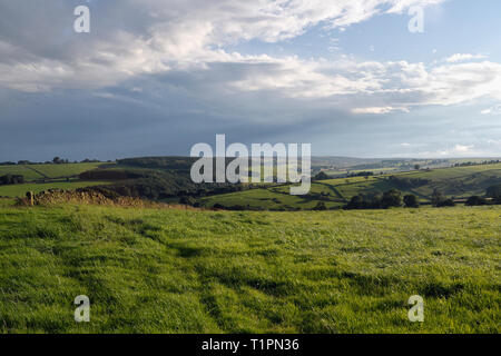 Paysage du parc national de Peak District dans la soirée, Angleterre Royaume-Uni, campagne anglaise Banque D'Images