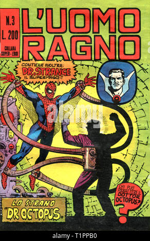 Italie - 1970 : première édition de Marvel comic books, couvrir de The Amazing Spider-Man, L'Uomo Ragno Banque D'Images