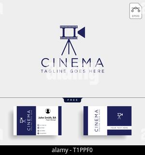 Cinéma Vidéo avec trépied simple logo couleur noir modèle avec l'icône d'illustration vectorielle élément isolé - fichier vecteur Illustration de Vecteur