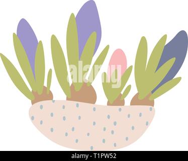 Caniche colorée aux hyacinthes. Fleurs printanières dans un panier. Illustration de Vecteur