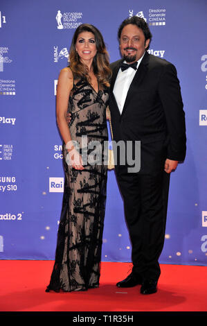 Rome, Italie. Mar 27, 2019. Tapis Rouge de Rome Photo David di Donatello Award : Enrico Brignano, Bianca Pazzaglia indépendant : Crédit Photo Agency Srl/Alamy Live News Banque D'Images