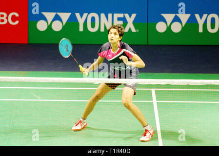 New Delhi, Inde. 27 mars 2019. Mugdha untampon de l'Inde en action dans le premier tour de l'Open 2019 Yonex Sunrise l'Inde à New Delhi, en Inde. Credit : Karunesh Johri/Alamy Live News Banque D'Images