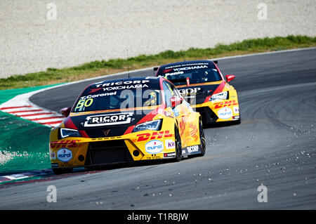 Circuit de Barcelona-Catalunya, Barcelone, Espagne. Mar 28, 2019. FIA World Touring Championship, journée d'essai 1 ; Tom Coronel (NLD), Course, Comtoyou RCT CUPRA en action pendant le test officiel Capture Reagent : Action Crédit Plus Sport/Alamy Live News Banque D'Images