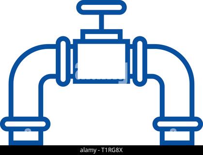 Tuyaux de gaz à l'icône de la ligne du concept. Tuyaux avec soupape à gaz vecteur télévision symbole, signe, contours illustration. Illustration de Vecteur