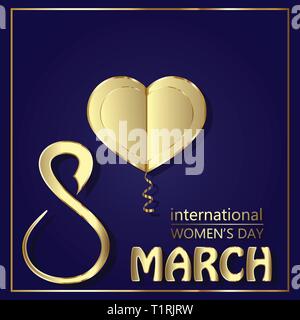 Heureux jour femmes carte gold. vector illustration. Illustration de Vecteur