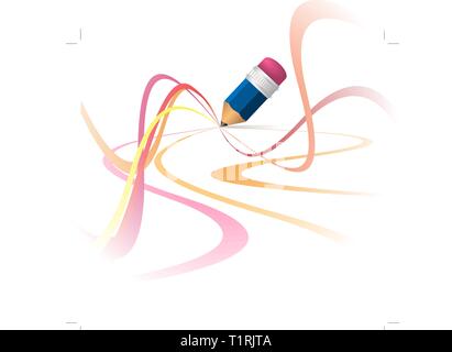 Abstract colorful crayon faites par les courbes Illustration de Vecteur