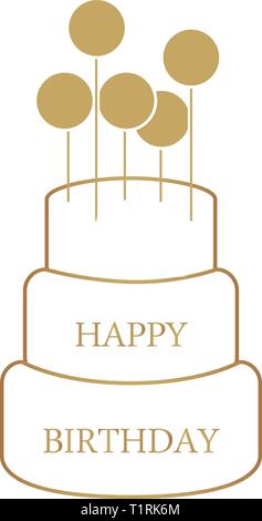 Grand gâteau pour joyeux anniversaire. vector, isolé Illustration de Vecteur