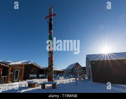 Totem, communes de Carcross, au Yukon, Canada Banque D'Images