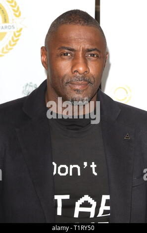 Idris Elba arrive à la National Film Awards 2018 au Porchester Hall Banque D'Images