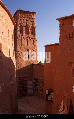 Le Ksar Aït-Ben-Haddou, Aït Benhaddou‌, Province de Ouarzazate, Drâa-Tafilalet, au Maroc, Afrique. Banque D'Images