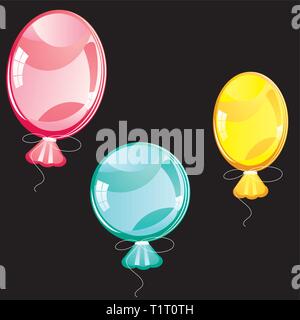 Ballons sur fond noir Illustration de Vecteur