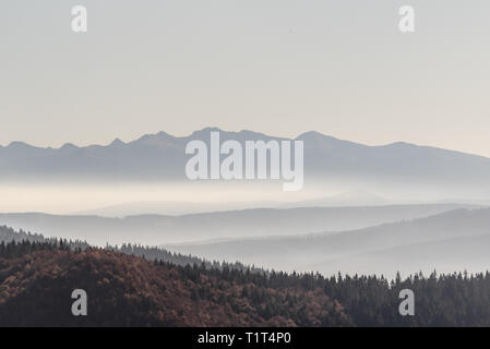 Une partie de l'Ouest de montagnes Tatras en Beskid Zywiecki Hala Rycerzowa montagnes pendant beuatiful jour d'automne avec un ciel clair Banque D'Images