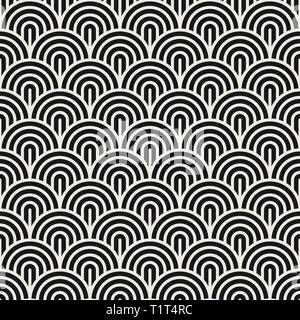 Seamless Vector pattern géométrique. Abstrait moderne lignes arrondies de texture. Demi-cercles concentriques répétées bold. Illustration de Vecteur