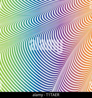 Résumé fond ondulé couleur acide, art optique, opartie rayé. Gradient Neon, tons pastel. Géométrie vectorielle, vagues rayures ligne Illustration de Vecteur