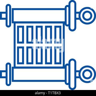 Faites défiler l'icône de la ligne de la torah,concept. Faites défiler la torah,télévision, signe, symbole vecteur illustration contour. Illustration de Vecteur