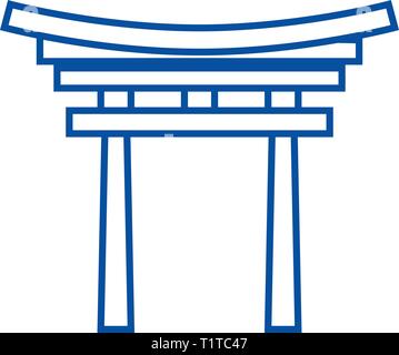 L'icône de la ligne Shinto concept. Télévision Shinto, signe, symbole vecteur illustration contour. Illustration de Vecteur