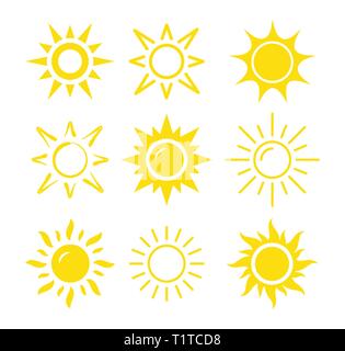 Jeu d’icônes soleil Illustration de Vecteur