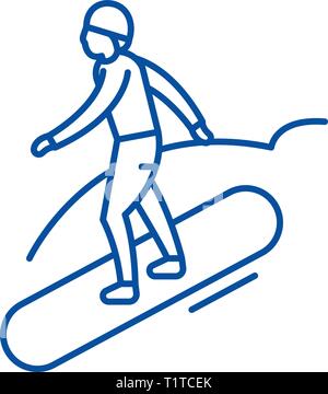 L'icône de la ligne de snowboard concept. Télévision de snowboard, signe, symbole vecteur illustration contour. Illustration de Vecteur