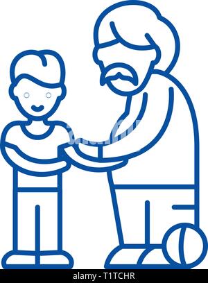 Fils et père icône ligne concept. Fils et père symbole vecteur télévision, signe, contours illustration.