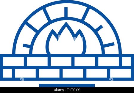 L'icône de la ligne de four en pierre concept. Four en pierre, télévision, signe, symbole vecteur illustration contour. Illustration de Vecteur
