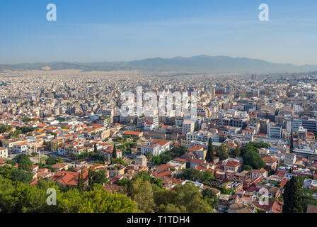 Vue sur la ville d'Athènes Acropole Banque D'Images