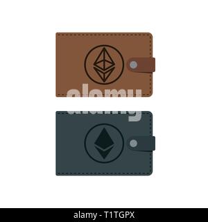 Vector ethereum portefeuille avec des pièces de monnaie, cryptocurrency dans le portefeuille. Ethereum pièces dans le porte-monnaie vector illustration Illustration de Vecteur
