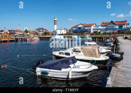 Port, phare, Timmendorf, l'île de Poel, Mecklembourg-Poméranie-Occidentale, Allemagne Banque D'Images