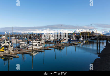 Homer, Alaska, du port de pêche connu sous le nom de la pêche au flétan capitale du monde. Banque D'Images