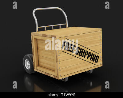 Des caisses en bois avec livraison gratuite sur camion de main. Image avec clipping path Banque D'Images
